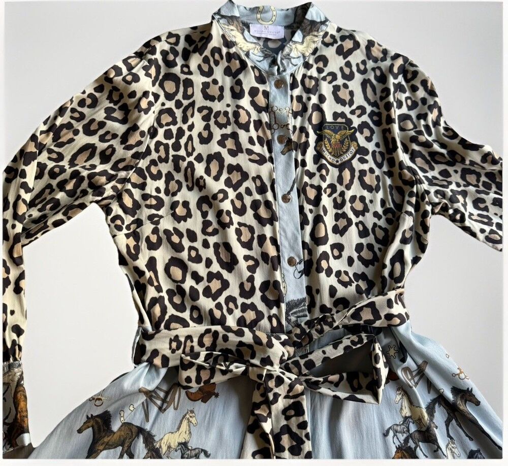 Mucho Gusto Dutch Handmade Maximalist Luxury Dress M Leopard Mob Wife MSRP €439 - Picture 7 of 16